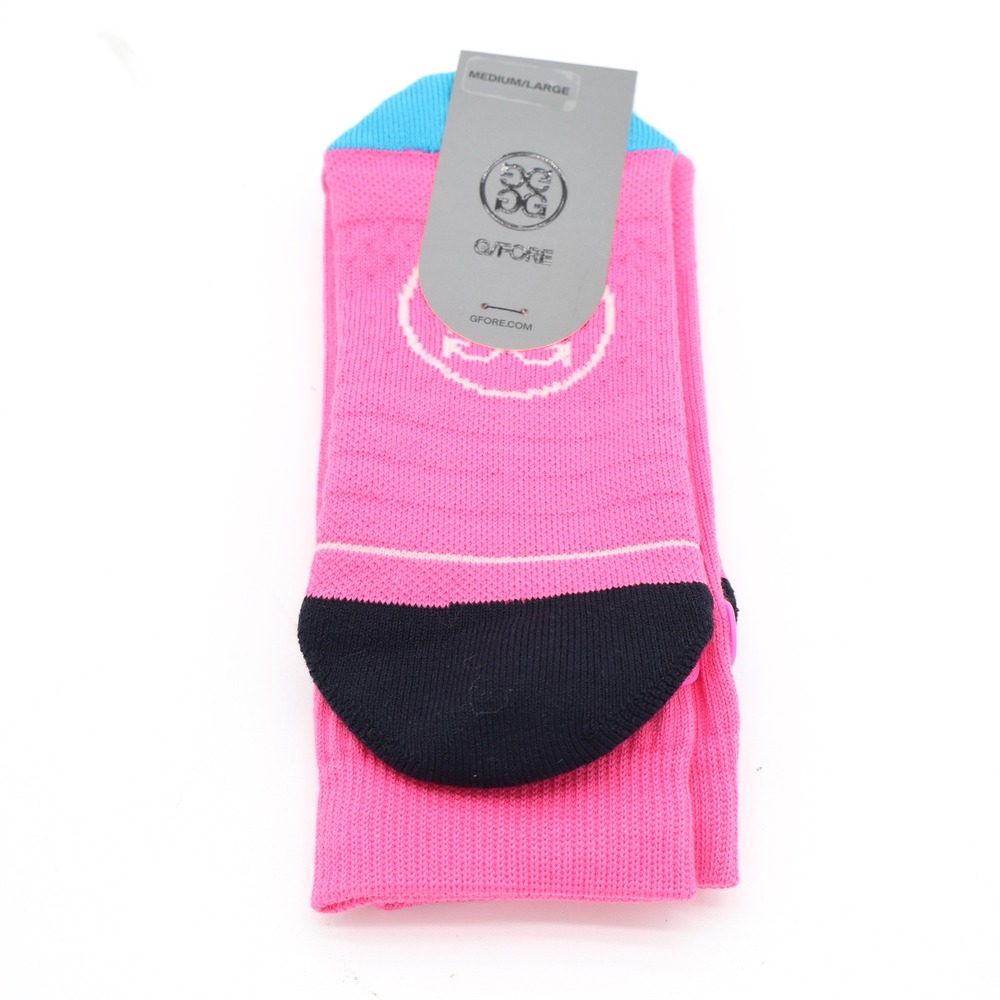 G/FORE Ladies Pray For Birdies Crew Sock Knockout Pink Size M/L NEW